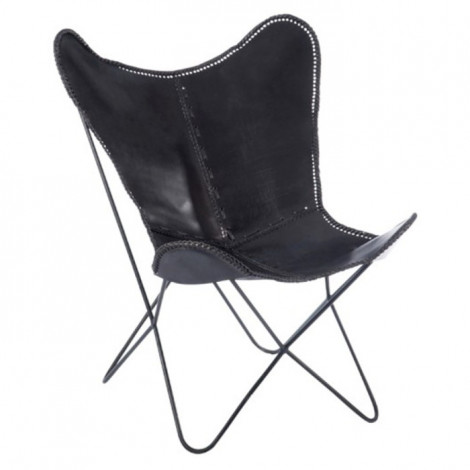 Fauteuil Design en Cuir "Papillon" 92cm Noir|Fauteuil / Chauffeuse|Paris Prix
