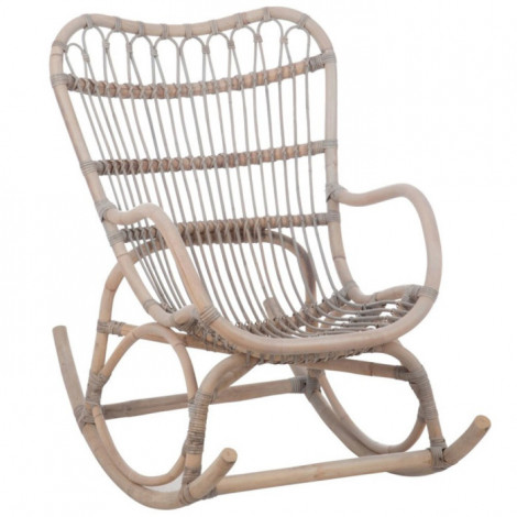 Fauteuil à Bascule en Rotin "Washi" 110cm Gris|Fauteuil / Chauffeuse|Paris Prix