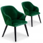 Lot de 2 Fauteuils en Velours "Yugnat" 85cm Vert|Fauteuil / Chauffeuse|Paris Prix