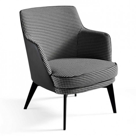 Fauteuil Design en Tissu "Pied de Poule" 82cm Noir|Fauteuil / Chauffeuse|Paris Prix