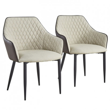 Lot de 2 Fauteuils Design "Zoa" 88cm Beige & Marron|Fauteuil / Chauffeuse|Paris Prix