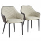Lot de 2 Fauteuils Design "Zoa" 88cm Beige & Marron|Fauteuil / Chauffeuse|Paris Prix