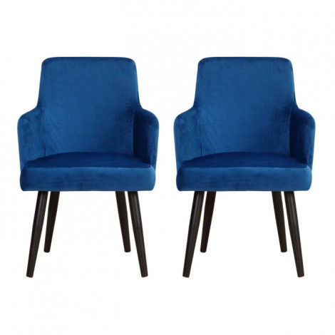 Lot de 2 Fauteuils en Velours "Gitega" 84cm Bleu|Fauteuil / Chauffeuse|Paris Prix