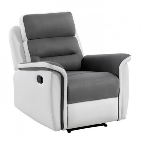 Fauteuil de Relaxation "Kato" 100cm Blanc & Gris|Fauteuil / Chauffeuse|Paris Prix