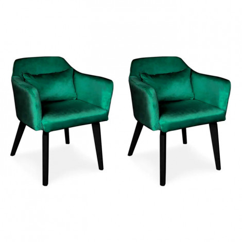 Lot de 2 Fauteuils Design Velours "Nari" 70cm Vert|Fauteuil / Chauffeuse|Paris Prix