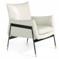 Fauteuil Design Cuir & Acier "Folty" 87cm Beige|Fauteuil / Chauffeuse|Paris Prix