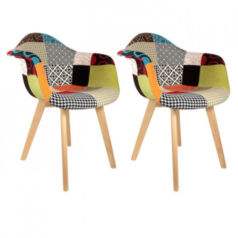Lot de 2 Fauteuils "Patchwork" 85cm Multicolore|Fauteuil / Chauffeuse|Paris Prix