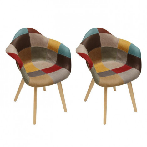 Lot de 2 Fauteuils "Patchwork Louisiane" 86cm Multicolore|Fauteuil / Chauffeuse|Paris Prix