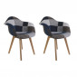 Lot de 2 Fauteuils Déco "Patchwork" 85cm Bleu Gris|Fauteuil / Chauffeuse|Paris Prix