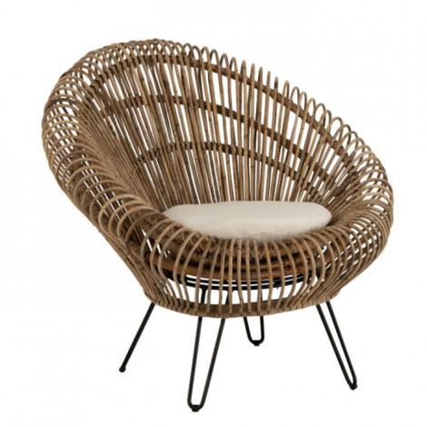 Fauteuil Design & Coussin "Vivi" 104cm Naturel|Fauteuil / Chauffeuse|Paris Prix
