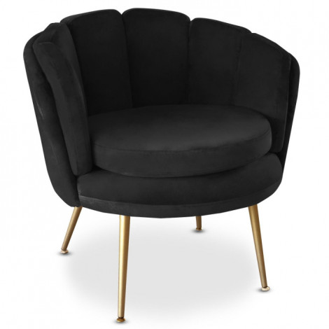 Fauteuil Arrondi en Velours "Dabren" 80cm Noir|Fauteuil / Chauffeuse|Paris Prix