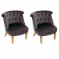 Lot de 2 Fauteuils en Velours "Crapaud" 72cm Gris|Fauteuil / Chauffeuse|Paris Prix