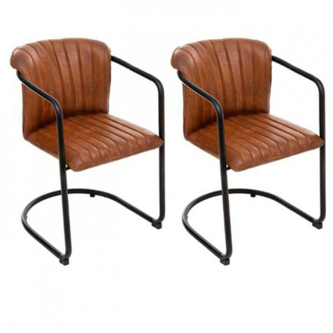 Lot de 2 Fauteuils en Cuir "Kavi" 77cm Cognac|Fauteuil / Chauffeuse|Paris Prix