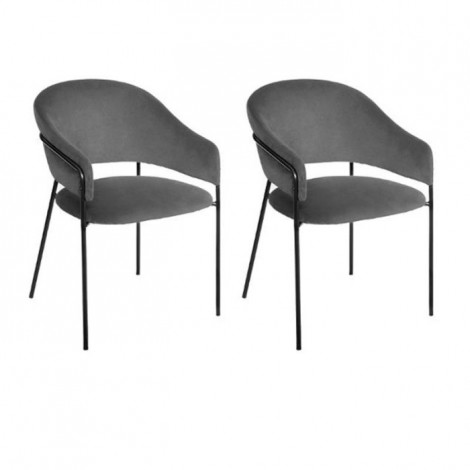 Lot de 2 Fauteuils en Velours "Siron" 81cm Gris|Fauteuil / Chauffeuse|Paris Prix