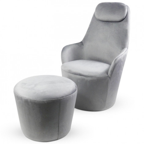 Fauteuil & Repose-Pieds "Gondal" 99cm Argent|Fauteuil / Chauffeuse|Paris Prix