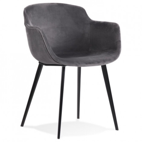 Fauteuil Design en Velours "Javier" 80cm Gris|Fauteuil / Chauffeuse|Paris Prix