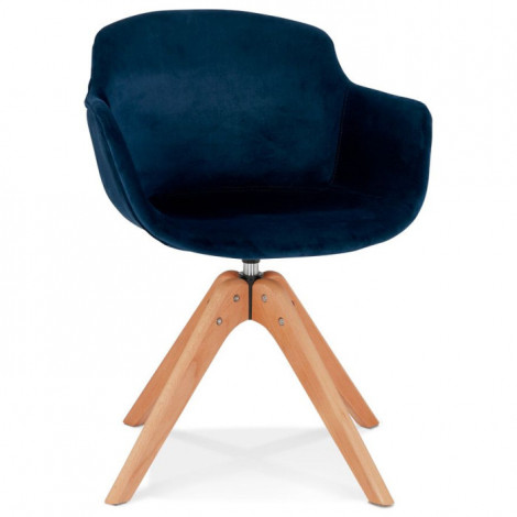 Fauteuil Design Velours "Laurie" 80cm Bleu & Naturel|Fauteuil / Chauffeuse|Paris Prix