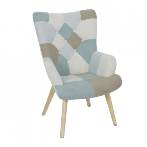 Fauteuil Patchwork "Helsinki" 99cm Bleu|Fauteuil / Chauffeuse|Paris Prix