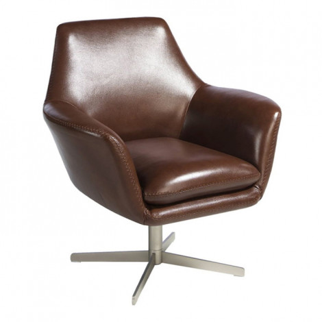 Fauteuil Pivotant en Cuir "Dalton" 85cm Marron|Fauteuil / Chauffeuse|Paris Prix