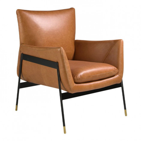 Fauteuil Design en Cuir "Thurman" 87cm Marron|Fauteuil / Chauffeuse|Paris Prix