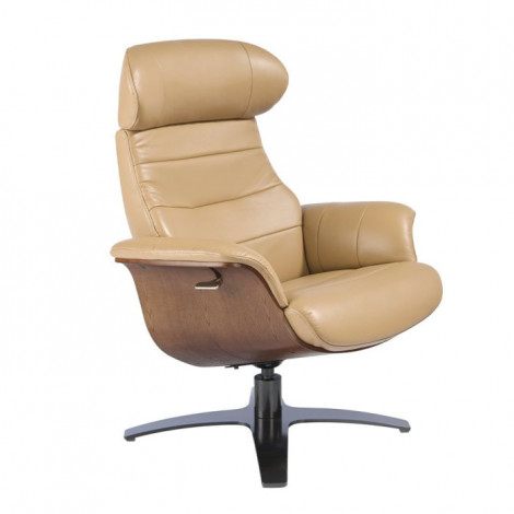 Fauteuil Relax Pivotant en Cuir "Mervin" 108cm Sable|Fauteuil / Chauffeuse|Paris Prix