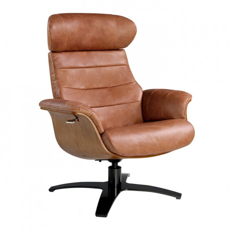 Fauteuil Relax Pivotant en Cuir "Mervin" 108cm Camel|Fauteuil / Chauffeuse|Paris Prix