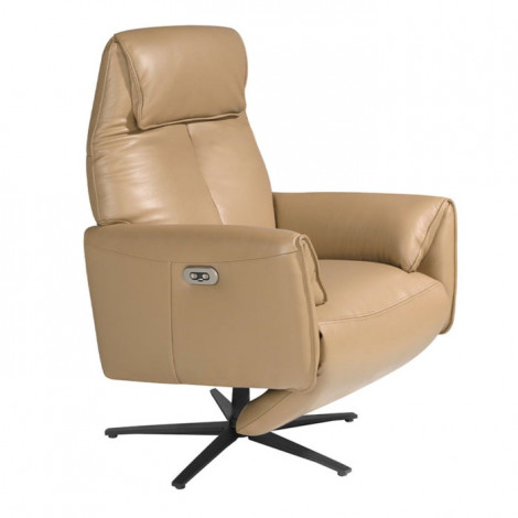 Fauteuil Relax Pivotant en Cuir "Quincy" 108cm Sable|Fauteuil / Chauffeuse|Paris Prix
