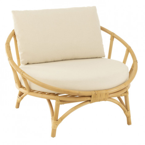 Fauteuil Rond Rotin & Coussin "Howard" 98cm Naturel|Fauteuil / Chauffeuse|Paris Prix
