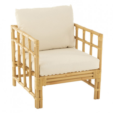 Fauteuil en Rotin & Coussin "Elise" 73cm Naturel|Fauteuil / Chauffeuse|Paris Prix