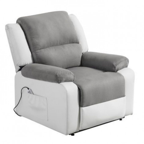 Fauteuil de Relaxation Électrique "Ottawa" 98cm Gris & Blanc|Fauteuil / Chauffeuse|Paris Prix