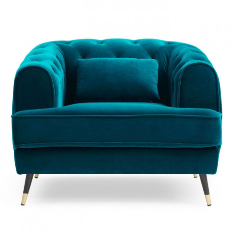 Fauteuil Capitonné en Velours "Glamour" 93cm Bleu|Fauteuil / Chauffeuse|Paris Prix