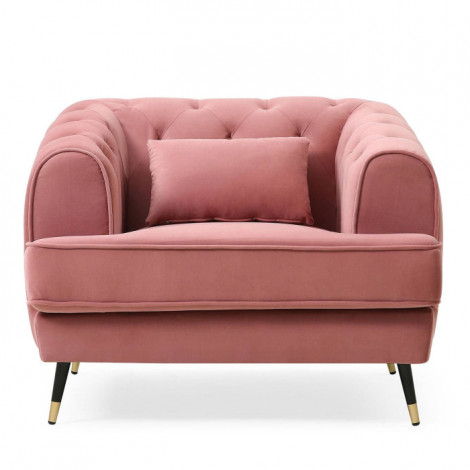 Fauteuil Capitonné en Velours "Glamour" 93cm Rose|Fauteuil / Chauffeuse|Paris Prix