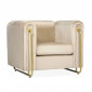 Fauteuil Art Déco en Velours "Wardde" 93cm Taupe Clair|Fauteuil / Chauffeuse|Paris Prix