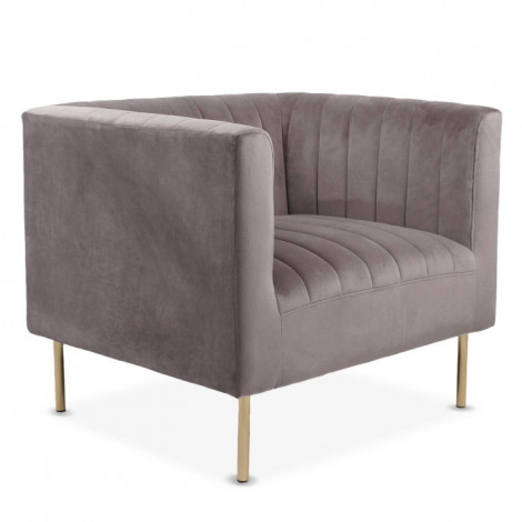Fauteuil Design Velours "Taylor" 84cm Gris|Fauteuil / Chauffeuse|Paris Prix