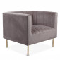 Fauteuil Design Velours "Taylor" 84cm Gris|Fauteuil / Chauffeuse|Paris Prix