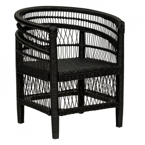 Fauteuil Malawi en Rotin "Malevio" 82cm Noir|Fauteuil / Chauffeuse|Paris Prix