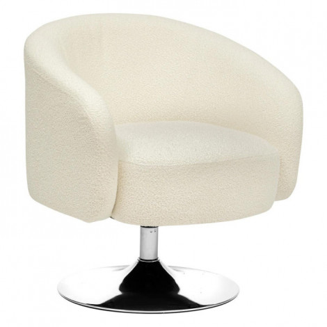 Fauteuil Pivotant Bouclette "Edith" 73cm Blanc|Fauteuil / Chauffeuse|Paris Prix