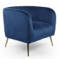 Fauteuil Design en Velours "Reuben" 75cm Bleu|Fauteuil / Chauffeuse|Paris Prix