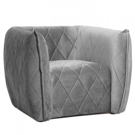 Fauteuil Matelassé en Velours "Darryl" 90cm Gris|Fauteuil / Chauffeuse|Paris Prix