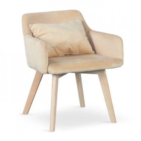 Fauteuil Scandinave Velours "Scanda" 70cm Beige|Fauteuil / Chauffeuse|Paris Prix