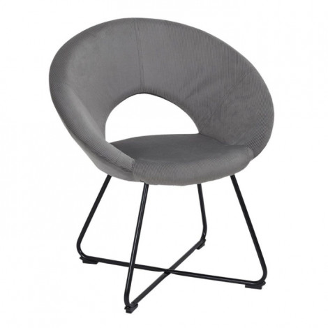 Fauteuil Design Velours Côtelé "Giulia" 84cm Gris|Fauteuil / Chauffeuse|Paris Prix