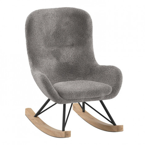 Fauteuil à Bascule Bouclette "Rocky" 68cm Anthracite|Fauteuil / Chauffeuse|Paris Prix