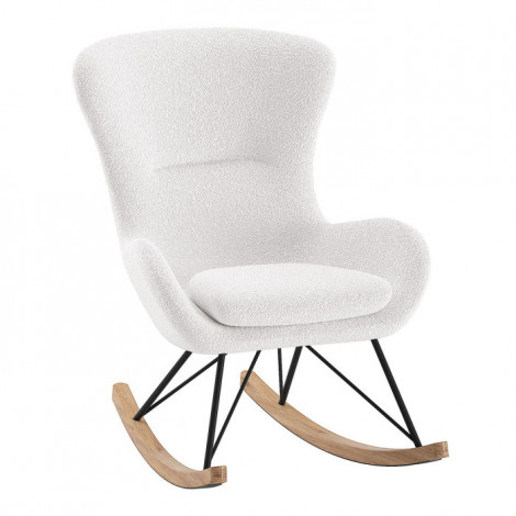 Fauteuil à Bascule Bouclette "Rocky" 101cm Blanc|Fauteuil / Chauffeuse|Paris Prix