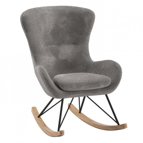 Fauteuil à Bascule Bouclette "Rocky" 101cm Anthracite|Fauteuil / Chauffeuse|Paris Prix
