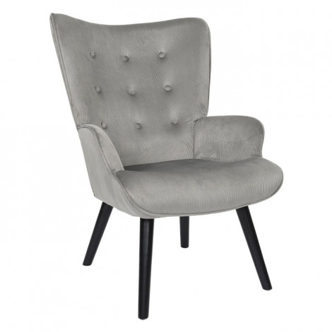 Fauteuil en Velours Côtelé "Giulia" 96cm Gris|Fauteuil / Chauffeuse|Paris Prix