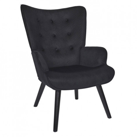 Fauteuil en Velours Côtelé "Giulia" 96cm Noir|Fauteuil / Chauffeuse|Paris Prix