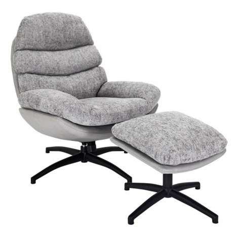 Fauteuil Avec Pouf "William" 99cm Gris|Fauteuil / Chauffeuse|Paris Prix