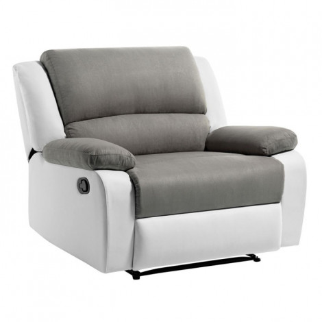 Fauteuil de Relaxation XXL "Walker" 109cm Gris & Blanc|Fauteuil / Chauffeuse|Paris Prix