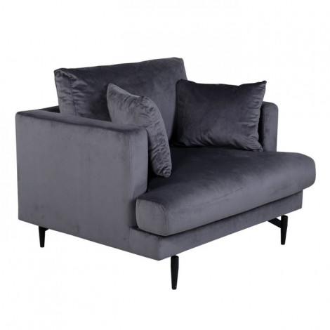 Fauteuil en Velours "Sofia" 104cm Gris Foncé|Fauteuil / Chauffeuse|Paris Prix