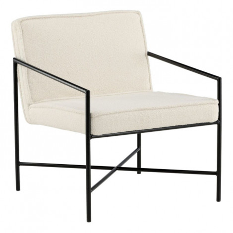 Fauteuil Design Bouclette "Rakel" 78cm Blanc Cassé|Fauteuil / Chauffeuse|Paris Prix